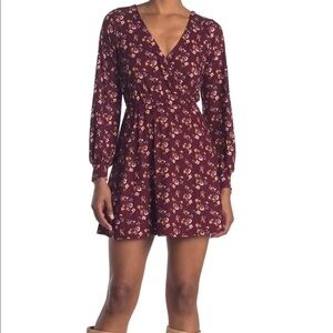 Ditsy Long Sleeve Rib Knit Dress